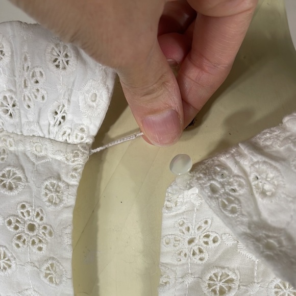 Merlette Cream White Eyelet Long Sleeve Shift Babydoll Mini Dress Sz S - Picture 11 of 15